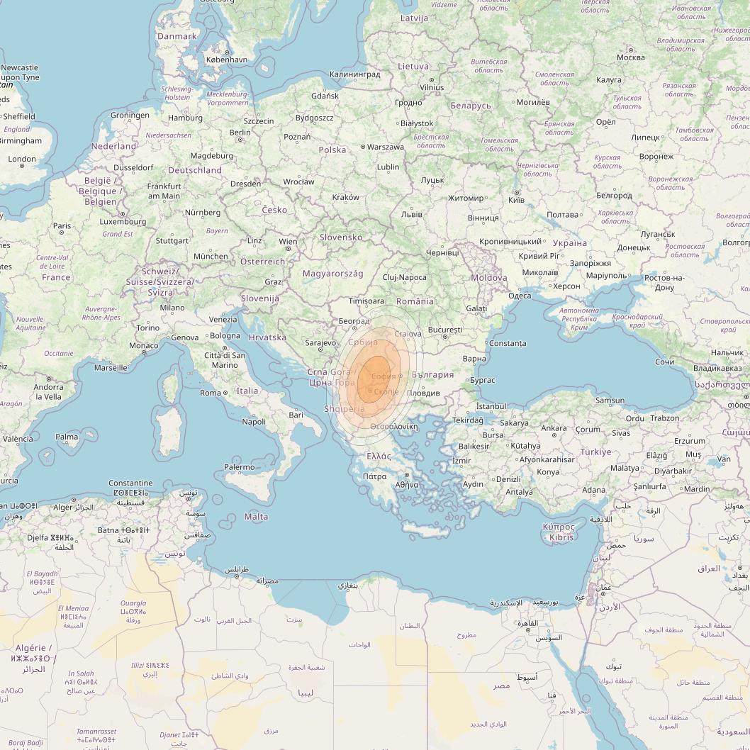 Eutelsat KA-SAT 9A at 9° E downlink Ka-band Spot 39 (GW6) beam coverage map