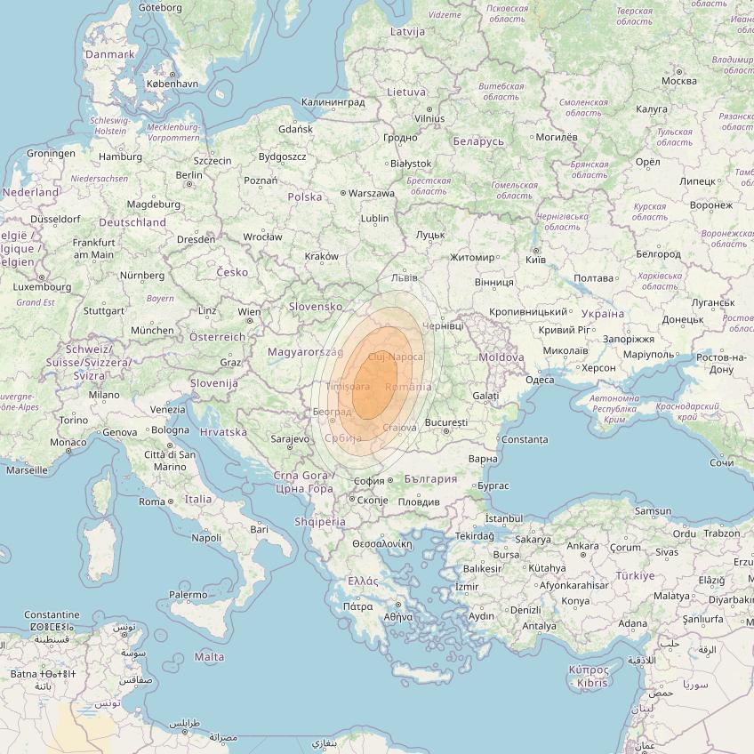 Eutelsat KA-SAT 9A at 9° E downlink Ka-band Spot 51 (GW5) beam coverage map