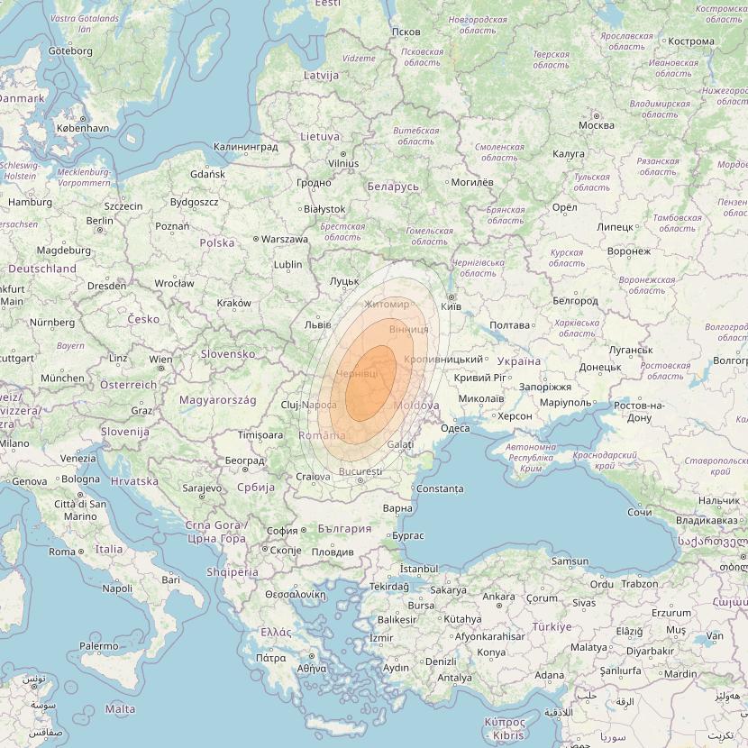 Eutelsat KA-SAT 9A at 9° E downlink Ka-band Spot 60 (GW2) beam coverage map