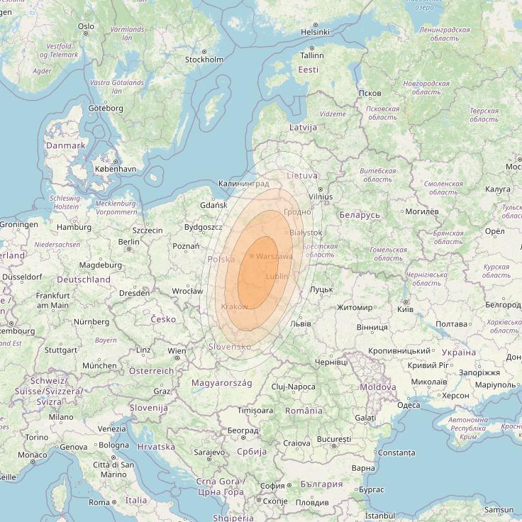 Eutelsat KA-SAT 9A at 9° E downlink Ka-band Spot 62 (GW6) beam coverage map