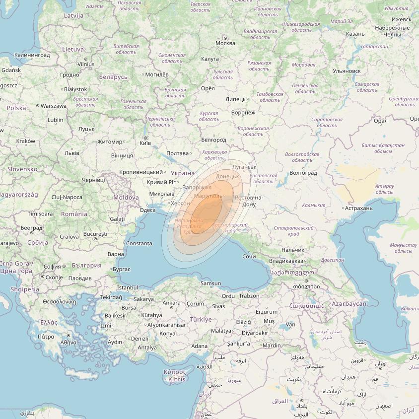 Eutelsat KA-SAT 9A at 9° E downlink Ka-band Spot 66 (GW1) beam coverage map