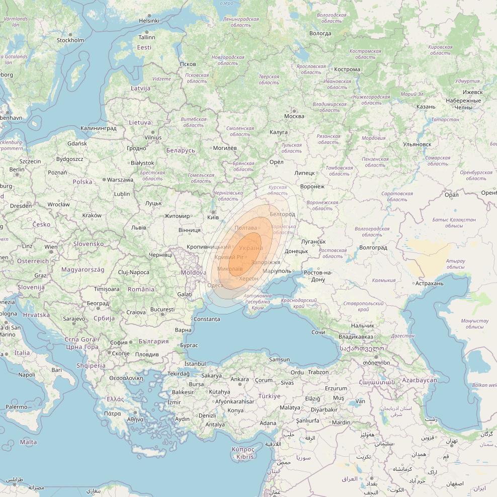 Eutelsat KA-SAT 9A at 9° E downlink Ka-band Spot 67 (GW7) beam coverage map