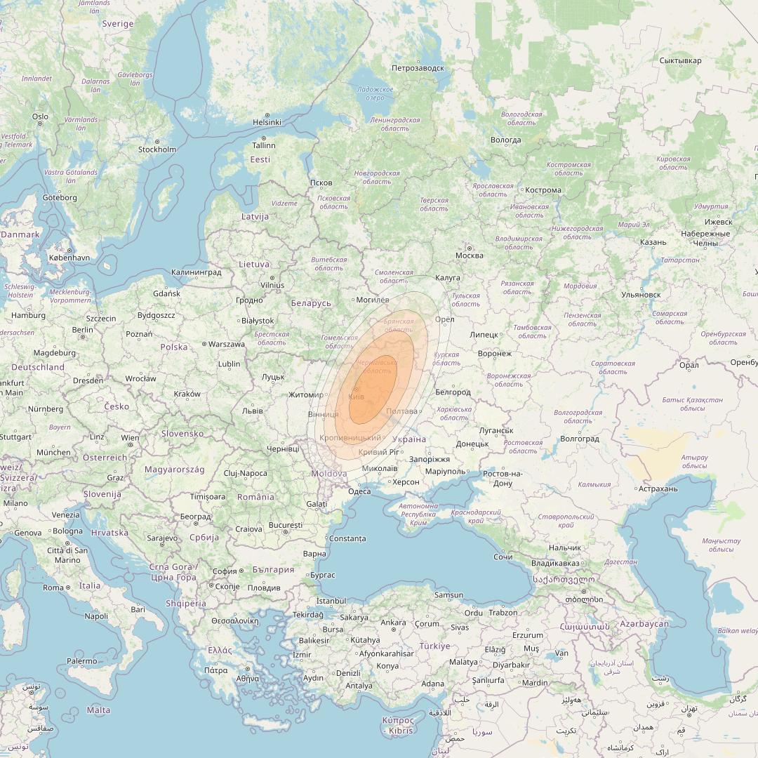 Eutelsat KA-SAT 9A at 9° E downlink Ka-band Spot 68 (GW3) beam coverage map