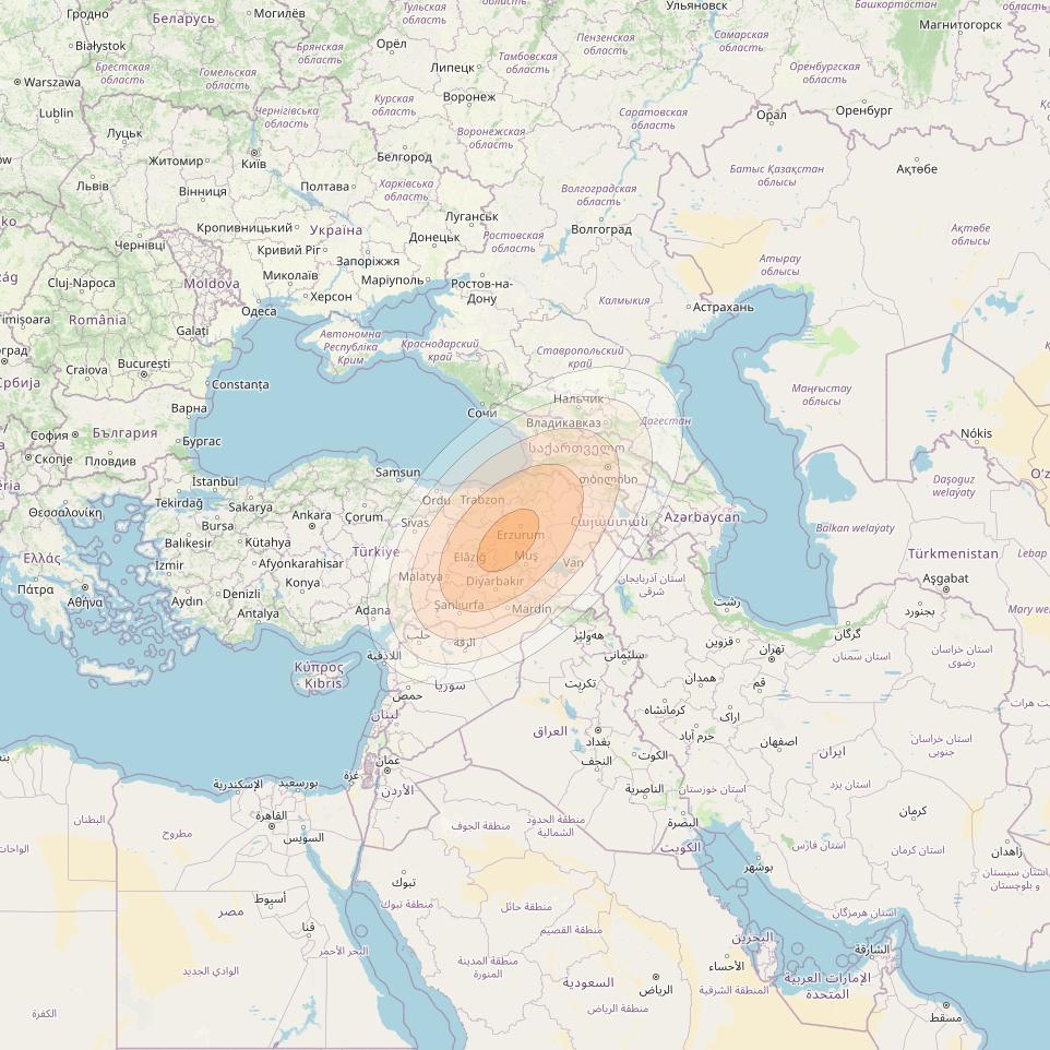 Eutelsat KA-SAT 9A at 9° E downlink Ka-band Spot 77 (GW4) beam coverage map